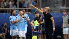 Soccer Football - UEFA Super Cup - Manchester City v Sevilla - Georgios Karaiskakis Stadium, Athens, Greece - August 16, 2023 Manchester City manager Pep Guardiola during the match REUTERS/Alkis Konstantinidis