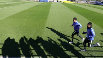 Jugadores de Boca Juniors durante un entrenamiento.