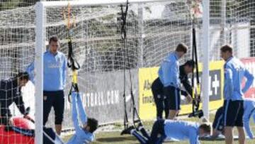 La plantilla del Atlético de Madrid se ejercitan en Majadahonda