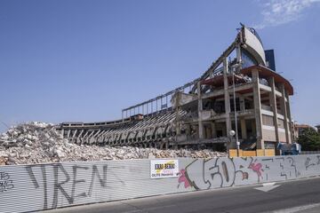 Aspecto de la demolición del Estadio Vicente Calderón a 19 de julio de 2019