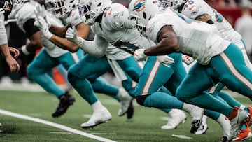 Miami Dolphins defensive line rushes during an NFL football game against the Houston Texans, Sunday, Dec. 15, 2024 in Houston, Texas. (Miami Dolphins)