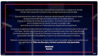 Karime Pindter se disculpa por comentarios contra Selena Gómez: “Mi intención nunca fue burlarme de su salud”