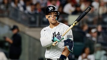 NEW YORK, NEW YORK - AUGUST 30: Aaron Judge #99 of the New York Yankees walks back to the dugout after striking out during the game against the St. Louis Cardinals at Yankee Stadium on August 30, 2024 in New York City. The Yankees defeated the Cardinals 6-3. Christopher Pasatieri/Getty Images/AFP (Photo by Christopher Pasatieri / GETTY IMAGES NORTH AMERICA / Getty Images via AFP)