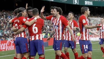Los jugadores del Atlético celebran un gol.