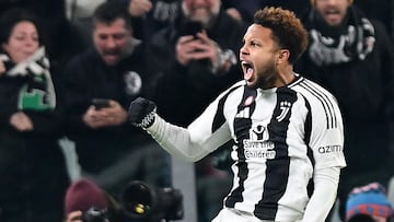 Turin (Italy), 11/12/2024.- Juventus' Weston McKennie celebrates after scoring during the UEFA Champions League soccer match Juventus FC vs Manchester City FC at the Allianz Stadium in Turin, Italy, 11 December 2024. (Liga de Campeones, Italia) EFE/EPA/ALESSANDRO DI MARCO