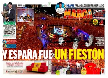 Fiestón, apoteósico... las portadas recogen la gran fiesta de la Selección Española