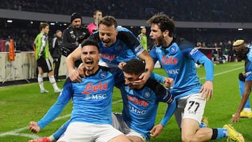 NAPLES, ITALY - JANUARY 13: Eljif Elmas of SSC Napoli celebrates after scoring the 5-1 goal during the Serie A match between SSC Napoli_Juventus at Stadio Diego Armando Maradona on January 13, 2023 in Naples, Italy. (Photo by Francesco Pecoraro/Getty Images)