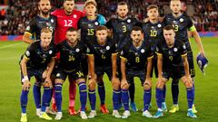 Jugadores de Kosovo antes de enfrentarse a Inglaterra.