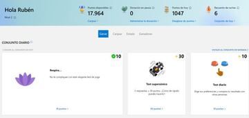 En la web de Microsoft Rewards encontraremos cuestionarios y tareas con los que conseguir puntos