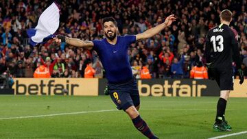 Luis Suárez celebrando un gol contra el Atlético