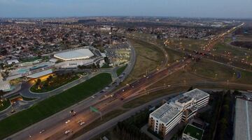 Vista aerea del lugar donde se casarán Lionel Messi y Antonella Roccuzzo. El lugar está localizado junto al barrio de La Granada controlado por hooligans de Newell´s Old Boys y por la banda de narcotráfico de Los Monos.