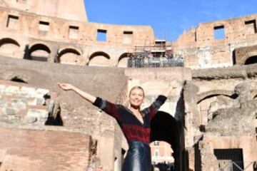 Sharapova entrena en el Coliseo de Roma