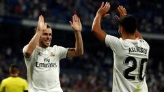 GRAF7917. MADRID, 19/08/2018.- El delantero gal&eacute;s del Real Madrid Gareth Bale (i) celebra su gol durante el partido de la primera jornada de Liga en Primera Divisi&oacute;n que Real Madrid y Getafe juegan esta noche en el estadio Santiago Bernab&ea