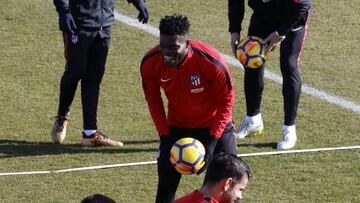 Thomas, en el entrenamiento de ayer del Atlético.