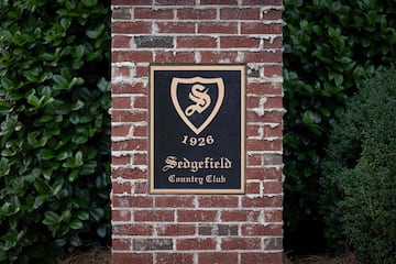 Here's a detail of the course signage during the pro-am prior to the Wyndham Championship at Sedgefield Country Club in Greensboro, North Carolina. 