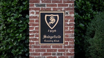 Detail of course signage during the pro-am prior to the Wyndham Championship at Sedgefield Country Club on August 02, 2023 in Greensboro, North Carolina.