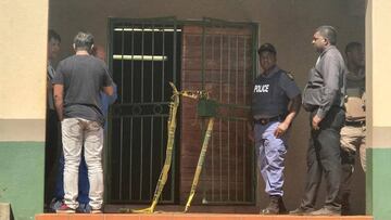 Police at the clubhouse in Laudium Stadium