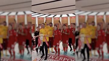 Así celebró Luis Díaz su primer título con el Liverpool