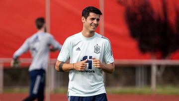 Morata, en un entrenamiento con Espa&ntilde;a. 