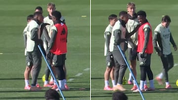 Mbappé gana a Vinicius en un ejercicio en el entrenamiento y se lo celebra en la cara así: viral al instante
