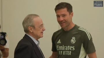 Florentino visita a la plantilla y no pierdan detalle con lo que pasa con Xabi Alonso y Mbappé
