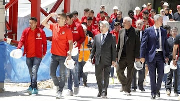 Los jugadores del Atl&eacute;tico, en una anterior visita al Wanda Metropolitano.