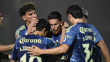 Alejandro Zendejas celebrates his goal 0-1 fo America during the 1st round match between FC Juarez and America as part of the Liga BBVA MX, Torneo Apertura 2025 at Olimpico Benito Juarez Stadium, on July 11, 2025 in Ciudad Juarez, Chihuahua, Mexico
