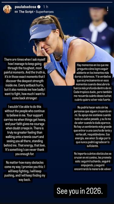 Badosa pone fin a la temporada: “Nos vemos en 2026”