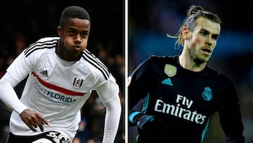 Los futbolistas Ryan Sessegnon del Fulham y Gareth Bale, del Real Madrid.