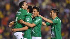 Le&oacute;n festejando el gol ante Am&eacute;rica en la semifinal de ida.