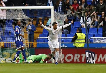 Cristiano wheels away after opening the scoring at Riazor.