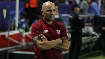 Sampaoli durante el partido entre el Sevilla y el Dinamo de Zagreb.