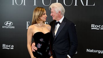 MADRID, SPAIN - NOVEMBER 27: Richard Gere and Alejandra Silva attend the ELLE for Future 2024 photocall at the Four Seasons Hotel on November 27, 2024 in Madrid, Spain. (Photo by Carlos Alvarez/Getty Images)