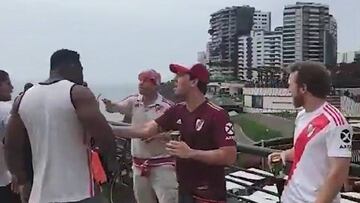 En Larcomar coincidieron aficionados de River y Flamengo y aunque la nota predominante fue el ambiente festivo, hubo que lamentar este momento.