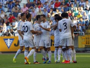 Trofeo Teresa Herrera. Deportivo de la Coruña - Real Madrid. 0-2. El equipo cerebra el segundo tanto de Morata.