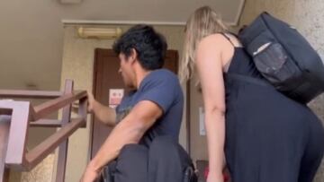 Un campeón chileno sufre con el corte de luz en su edificio y su esposa lo ayuda así