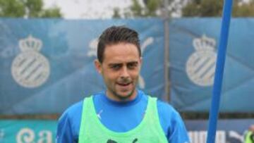 Sergio García, durante un entrenamiento con el Espanyol.