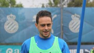 Sergio Garc&iacute;a, durante un entrenamiento con el Espanyol.
