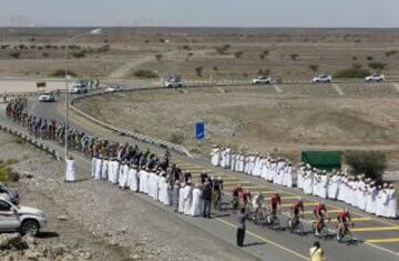 Primera etapa del Tour de Omán, 168,5 kilometros de al-Suwaiq Fort a Al Naseem Park en el norte de la provincia de Batna, al norte de la capital, Mascate, en febrero 18, 2014. La quinta edición del Tour de Omán es un evento de seis etapas montañoso