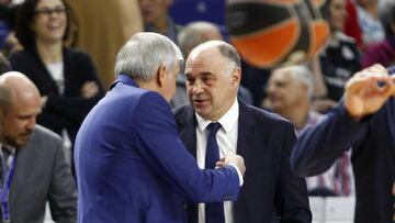 Pablo Laso, con Obradovic el pasado viernes.