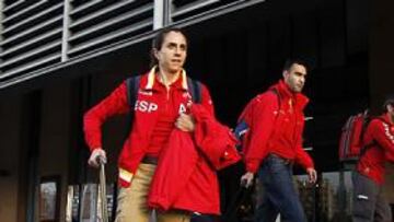 <b>NURIA. </b>La campeona europea, en Sevilla camino de Portugal.