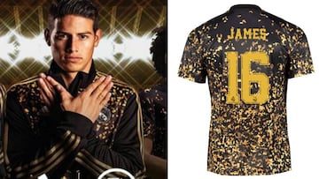 James presenta la nueva camiseta del Real Madrid