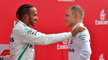 Lewis Hamilton y Valtteri Bottas tras el GP de Alemania.