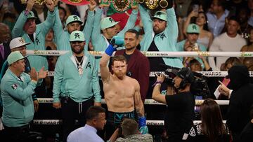 Saúl 'Canelo' Álvarez previo a la pelea contra Jaime Munguía por el campeonato absoluto de los pesos Supermedianos.
