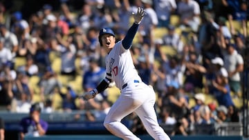 LOS ANGELES, CALIFORNIA - SEPTEMBER 22: Shohei Ohtani #17 of the Los Angeles Dodgers celebrates after hitting a game tying home run against the Colorado Rockies in the ninth inning at Dodger Stadium on September 22, 2024 in Los Angeles, California. John McCoy/Getty Images/AFP (Photo by John MCCOY / GETTY IMAGES NORTH AMERICA / Getty Images via AFP)