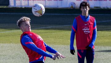 Daniel Wass, en su primer entrenamiento con el Atl&eacute;tico.