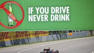 Mensaje de Heineken en la publicidad del GP de Canadá: "Si conduces nunca bebas".