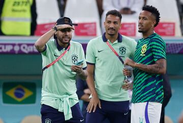 Neymar, Danilo y Militao, en una sesión preparatoria con Brasil.