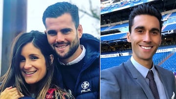 Im&aacute;genes de Nacho Fern&aacute;ndez posando con su mujer, Mar&iacute;a Cort&eacute;s, abrazados en el campo y de &Aacute;lvaro Arbeloa con traje en el c&eacute;sped del Bernab&eacute;u.