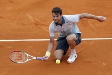 Dimitrov durante el partido de cuartos de final contra Rafa Nadal